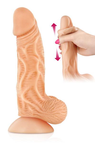 Real Body - Real Jo - Realistische Zuignap Dildo Met Bewegende Voorhuid - 18.5 cm - Lichte Huidskleur-Erotiekvoordeel.nl