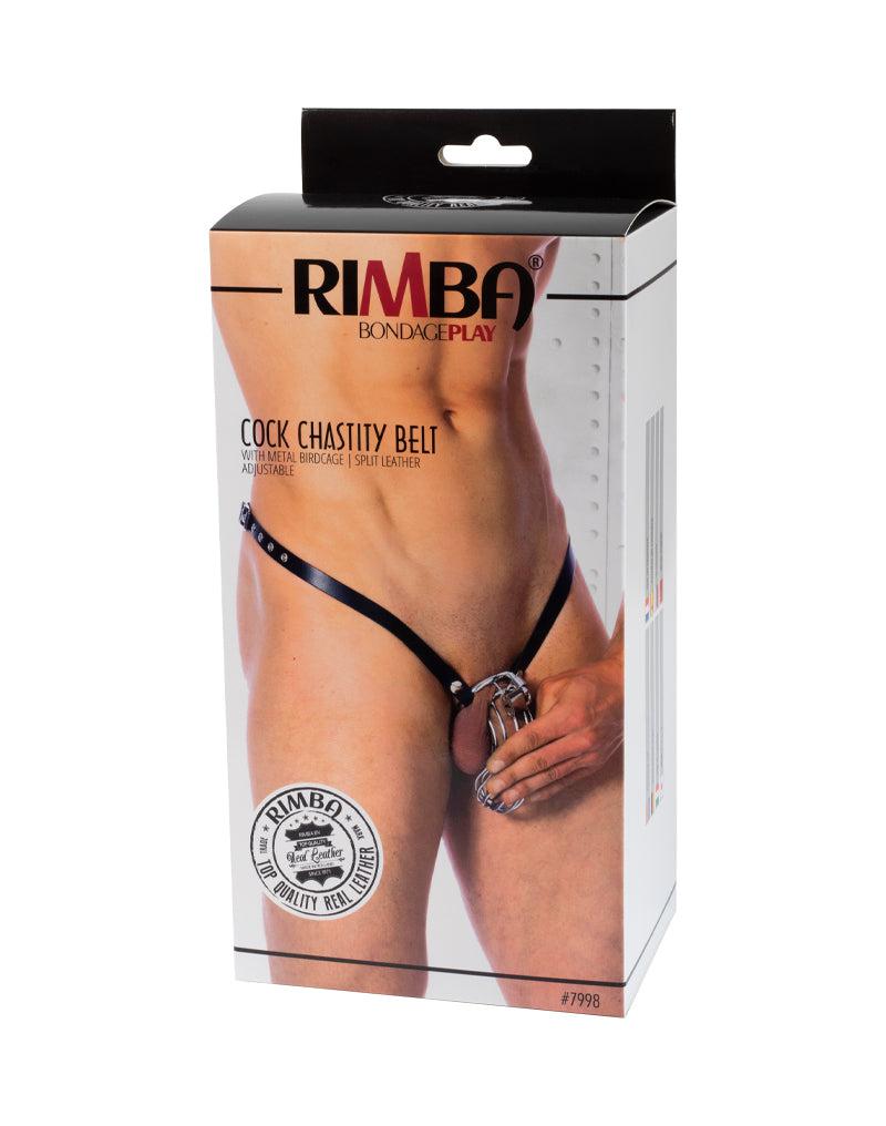 Rimba Bondage Play - Kuisheidsgordel - Leren Kuisheid Slip Met Metalen Kuisheidskooi - One Size-Erotiekvoordeel.nl