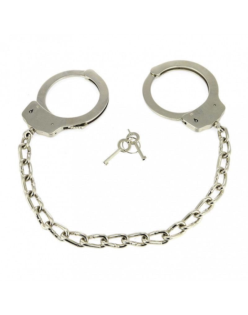 Rimba Bondage Play - Metalen Politie Voetboeien Met Ketting - Heavy Duty Cuffs - Stalen Voetboeien-Erotiekvoordeel.nl