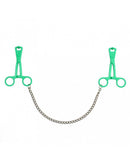 Rimba Bondage Play - Schaar Tepelklemmen Met Ketting - Groen-Erotiekvoordeel.nl