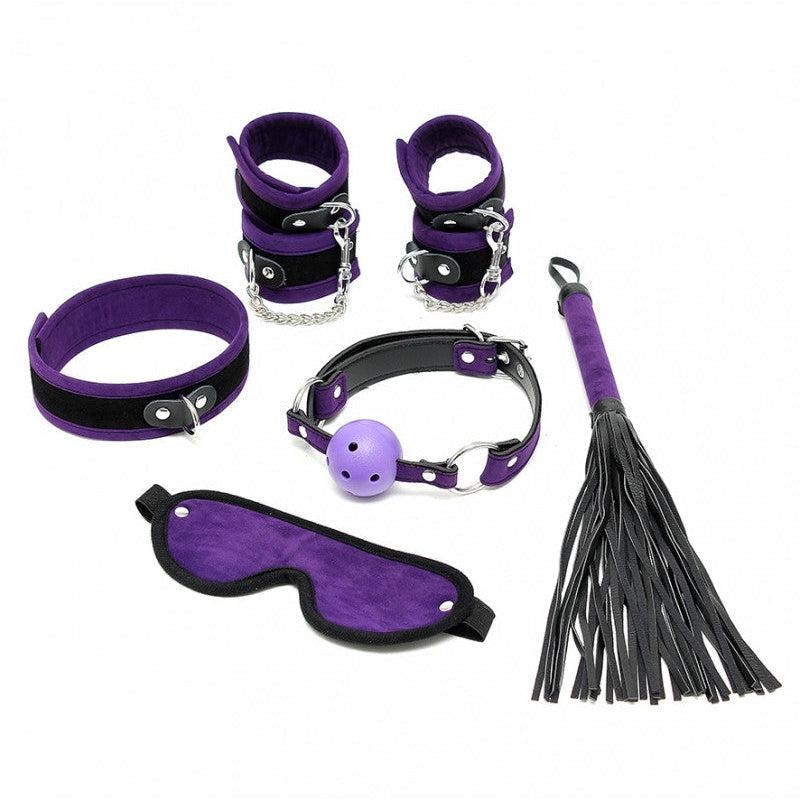 Rimba Bondage Play - Soft Bondage Beginners Set - 6-delig - Zwart/Paars-Erotiekvoordeel.nl