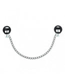 Rimba Bondage Play - Zwarte Ronde Tepelklemmen Met schroef En Ketting - Verstelbaar-Erotiekvoordeel.nl