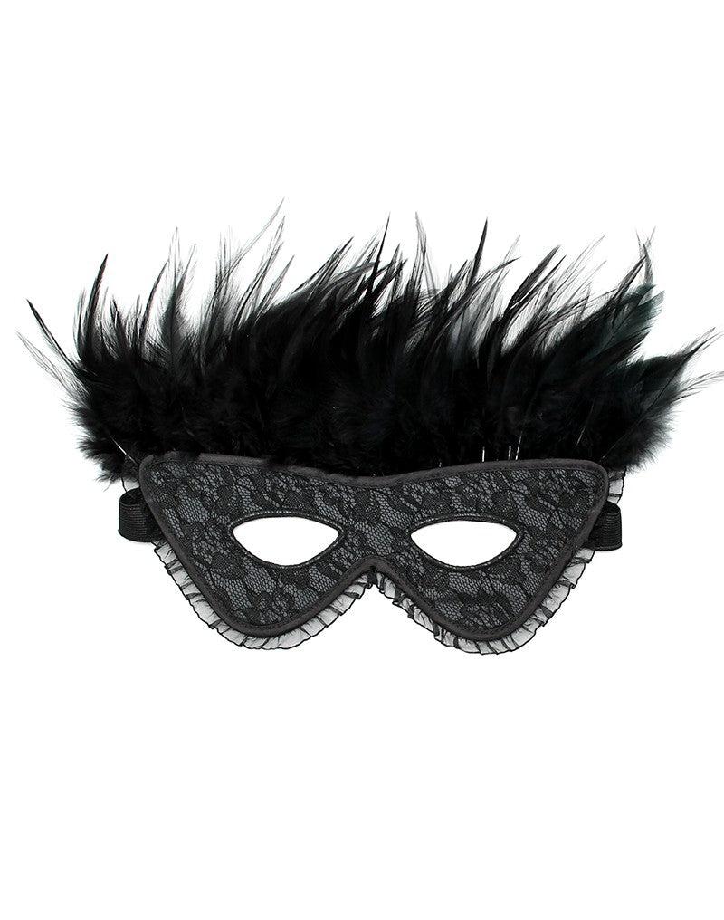 Rimba - Burlesque Masker Met Veren - Zwart-Erotiekvoordeel.nl