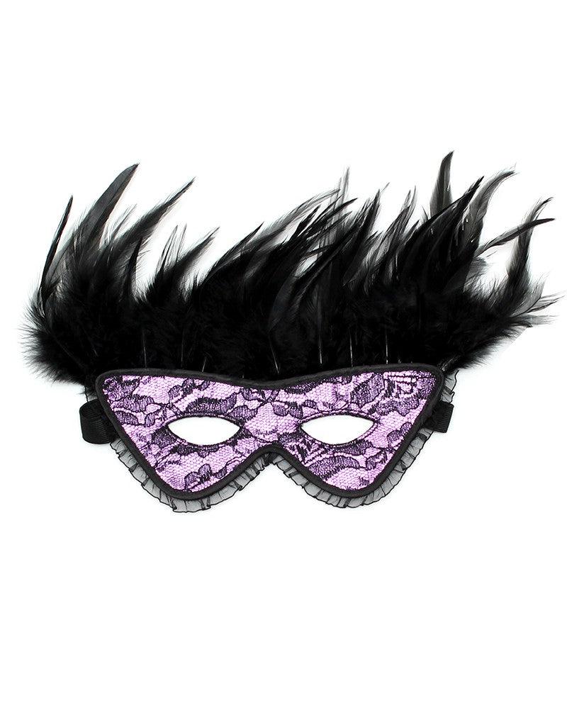 Rimba - Burlesque Masker Met Veren - Zwart/Paars-Erotiekvoordeel.nl