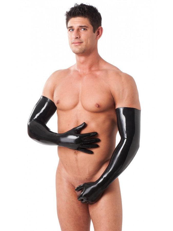 Rimba - Lange Latex Handschoenen - 58 cm - Zwart-Erotiekvoordeel.nl