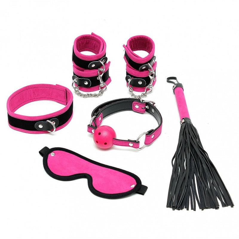 Rimba - Soft Bondage - Beginners Set - 6-delig - Zwart/Roze-Erotiekvoordeel.nl