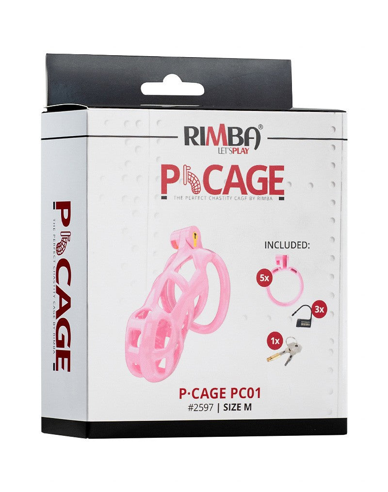 Rimba Toys - P-Cage PC01 - Kunststof Kuisheidskooi - Peniskooi - Chastity - Roze - Verkrijgbaar in 3 maten-Erotiekvoordeel.nl