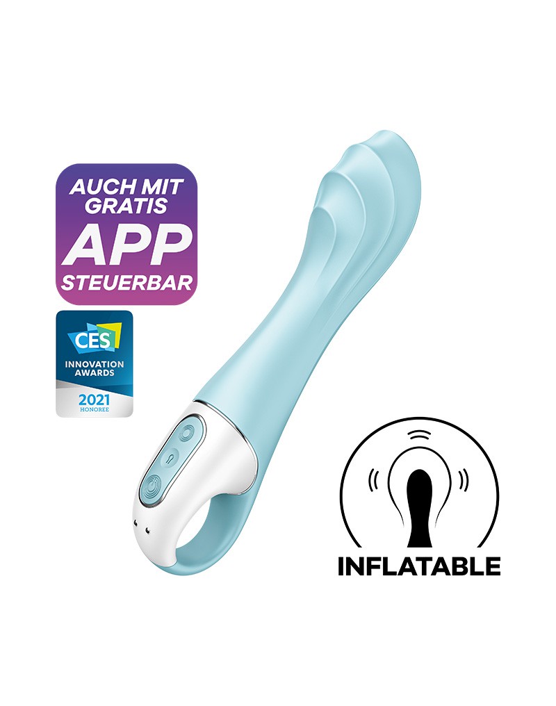 Satisfyer - Air Pump Vibrator 5+ - Opblaasbare G-Spot Vibrator - Met App Control - Blauw-Erotiekvoordeel.nl