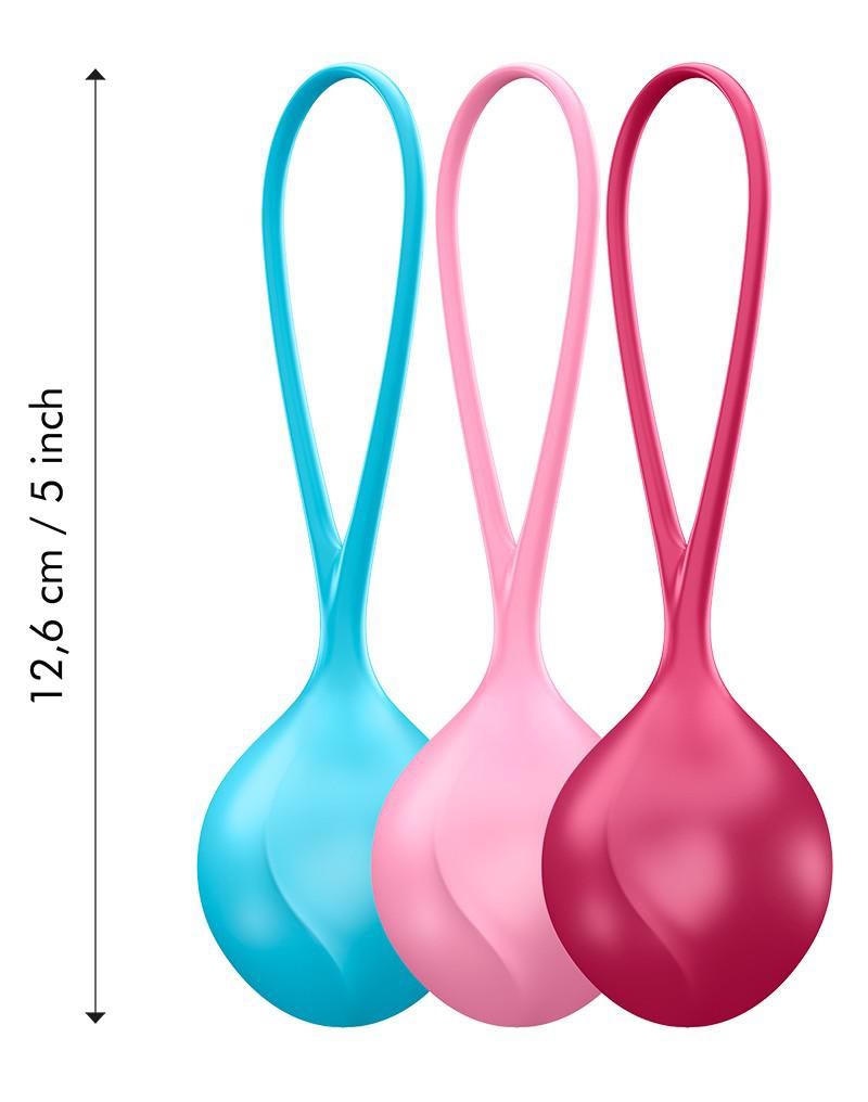 Satisfyer - Bekkenbodem Trainer - Kegel Balls Set Van 3 - Rood - Roze - Blauw - beginner-Erotiekvoordeel.nl