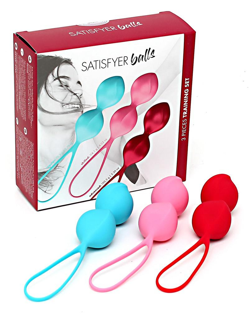 Satisfyer - Bekkenbodem Trainer Kegel Balls Set Van 3 - Rood - Roze - Blauw - gevorderd-Erotiekvoordeel.nl