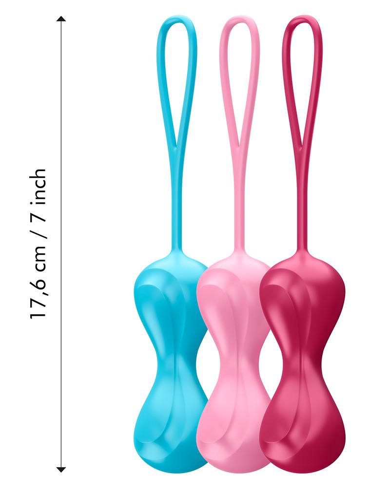 Satisfyer - Bekkenbodem Trainer Kegel Balls Set Van 3 - Rood - Roze - Blauw - Medium-Erotiekvoordeel.nl