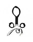 Soft Bondage Collar Met handboeien En leiband - Zwart-Erotiekvoordeel.nl