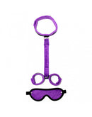 Soft Bondage Set Met klittenband Boeien/collar/blinddoek - Zwart/Paars-Erotiekvoordeel.nl