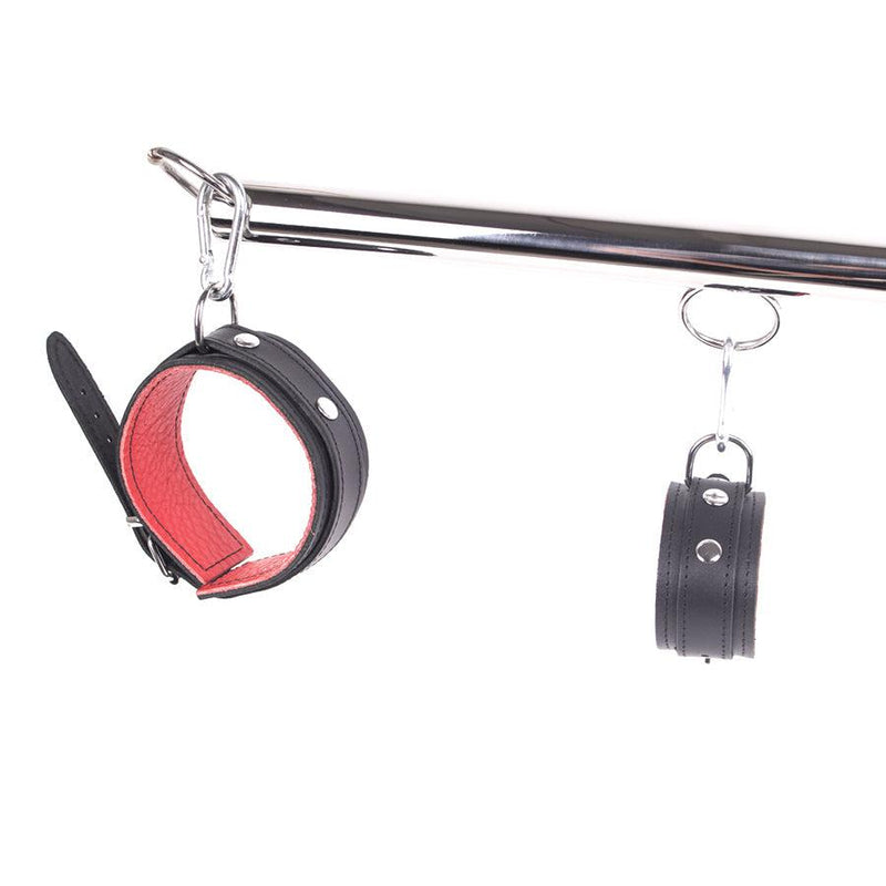 Spreidstang - Spreader Bar - Met Lederen Hand- En Enkelboeien - Rood/Zwart-Erotiekvoordeel.nl