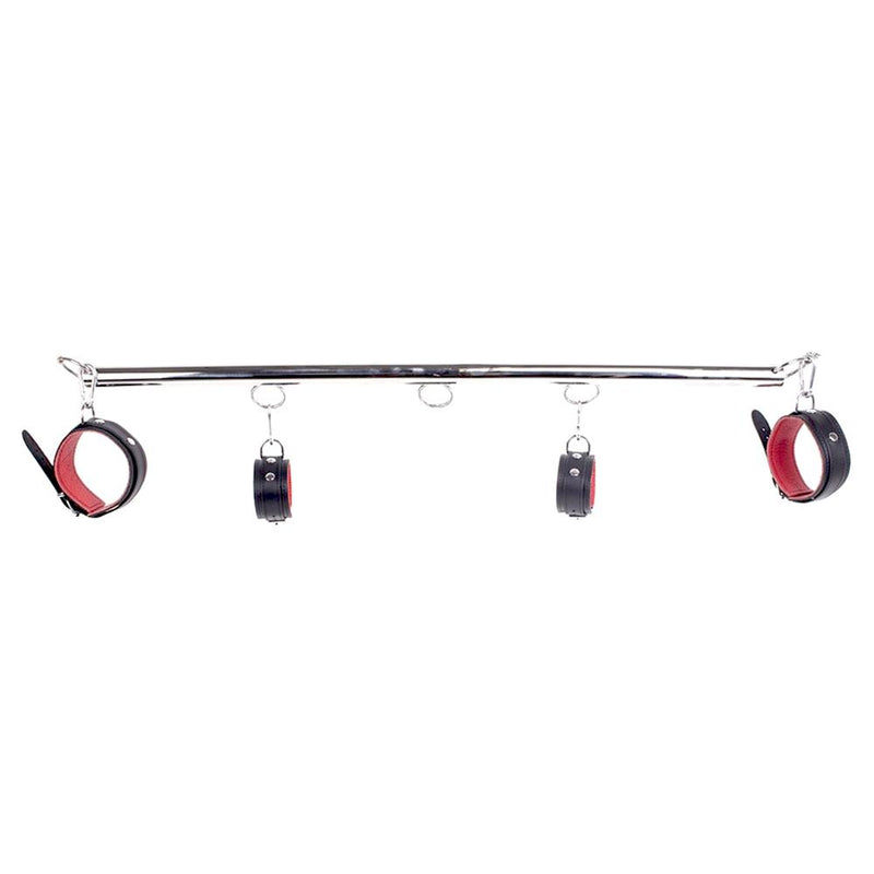 Spreidstang - Spreader Bar - Met Lederen Hand- En Enkelboeien - Rood/Zwart-Erotiekvoordeel.nl