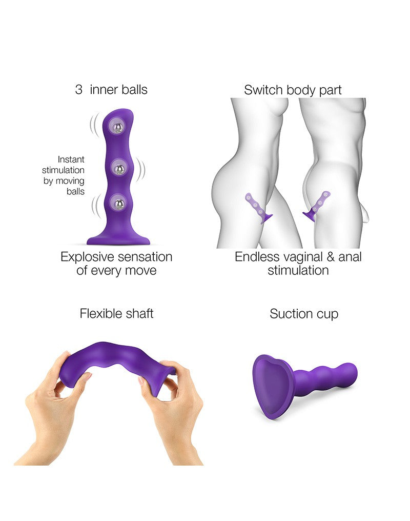 Strap-On-Me - Anaal Dildo/Buttplug Geisha Balls Met Losse Roterende Balletjes - Paars-Erotiekvoordeel.nl