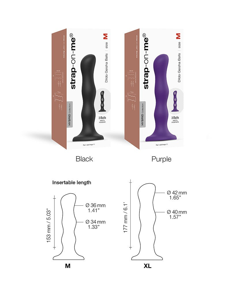 Strap-On-Me - Anaal Dildo/Buttplug Geisha Balls Met Losse Roterende Balletjes - Paars-Erotiekvoordeel.nl