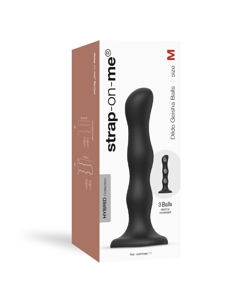 Strap-On-Me - Anaal Dildo/Buttplug Geisha Balls Met Losse Roterende Balletjes - Zwart-Erotiekvoordeel.nl