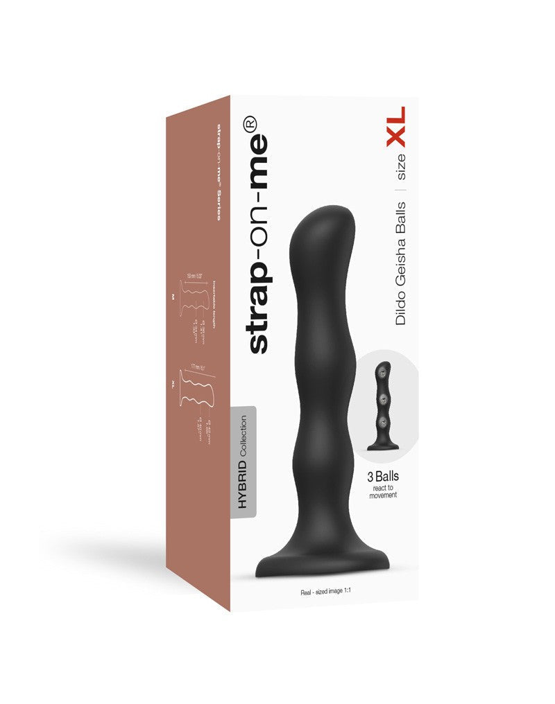 Strap-On-Me - Anaal Dildo/Buttplug Geisha Balls Met Losse Roterende Balletjes - Zwart-Erotiekvoordeel.nl