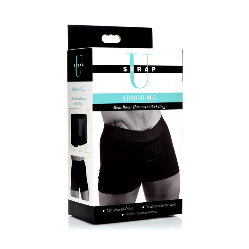 Strap U - Strap On Harnas - Armor Mens Boxer Harness met O-Ring - zwart-Erotiekvoordeel.nl