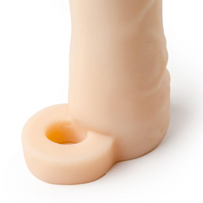 Virgite - Penis sleeve die echt aanvoelt - Met rekbare Ballenring - 16.4 cm - Lichte Huidskleur-Erotiekvoordeel.nl