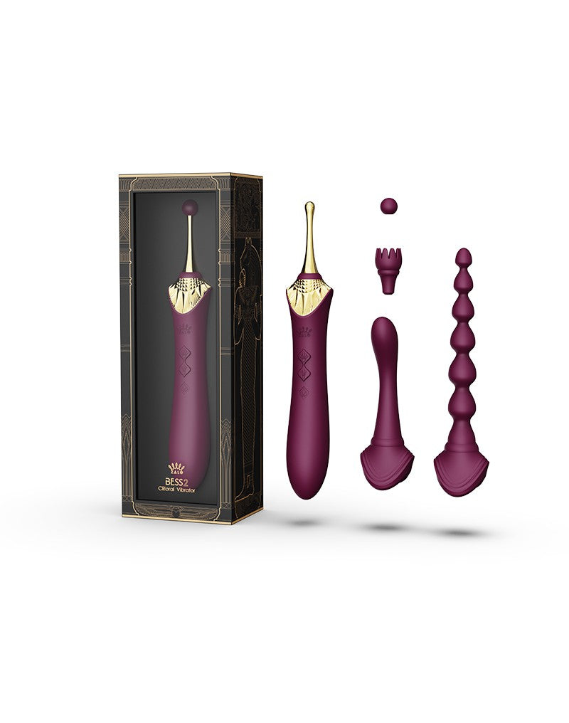 Zalo - Bess 2 - Verwarmde Pinpoint Clitoris Vibrator- Met Extra opzetstukken - Amethyst Paars-Erotiekvoordeel.nl