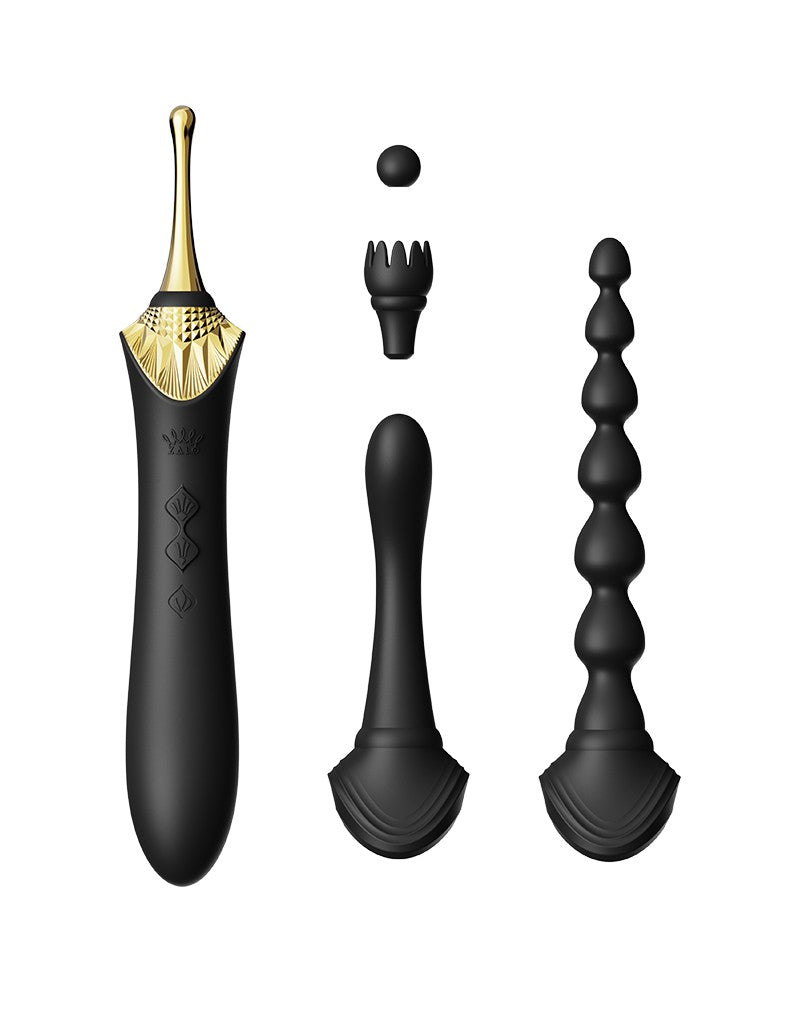 Zalo - Bess 2 - Verwarmde Pinpoint Clitoris Vibrator- Met Extra opzetstukken - Obsidian Zwart-Erotiekvoordeel.nl