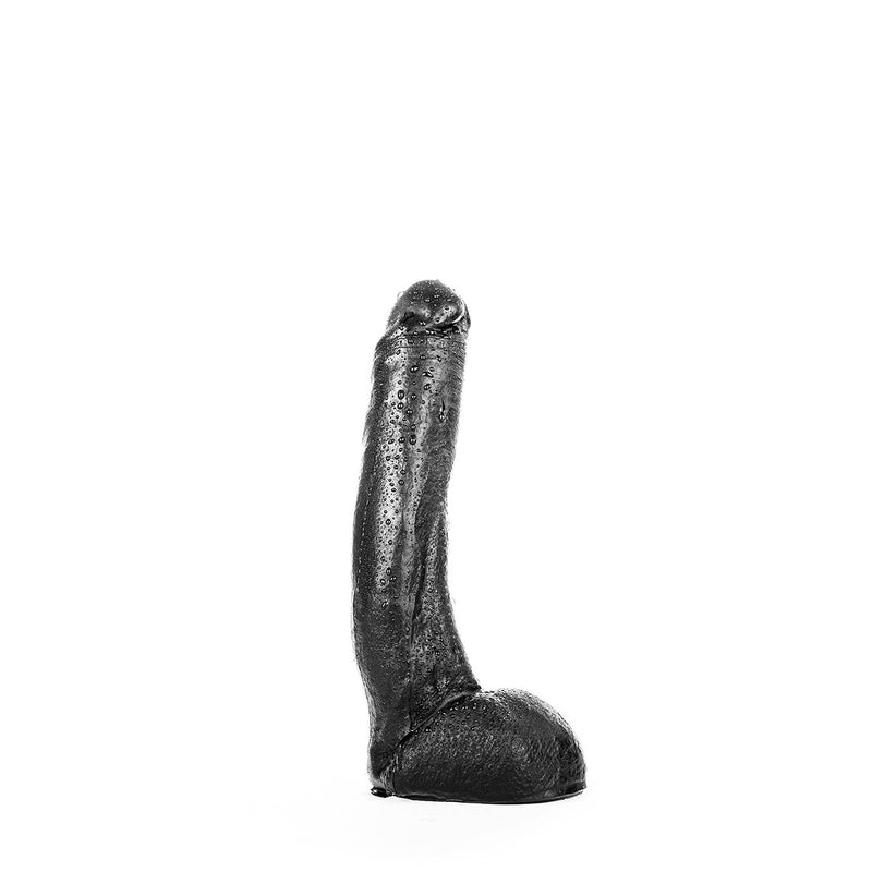 All Black Dildo - Realistische Eikel en Balzak - Lengte 29 cm - Diameter 5 cm - Zacht en Soepel - Transparante Beschermhoes - Cadmium en Loodvrij-Erotiekvoordeel.nl