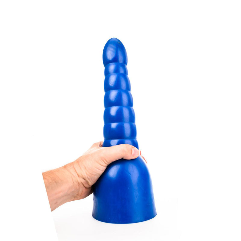 All Blue - Geribbelde Anaal Dildo 34 x 11 cm - Blauw