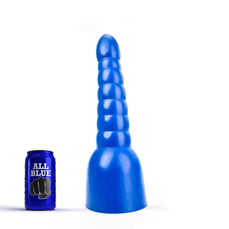 All Blue - Geribbelde Anaal Dildo 34 x 11 cm - Blauw