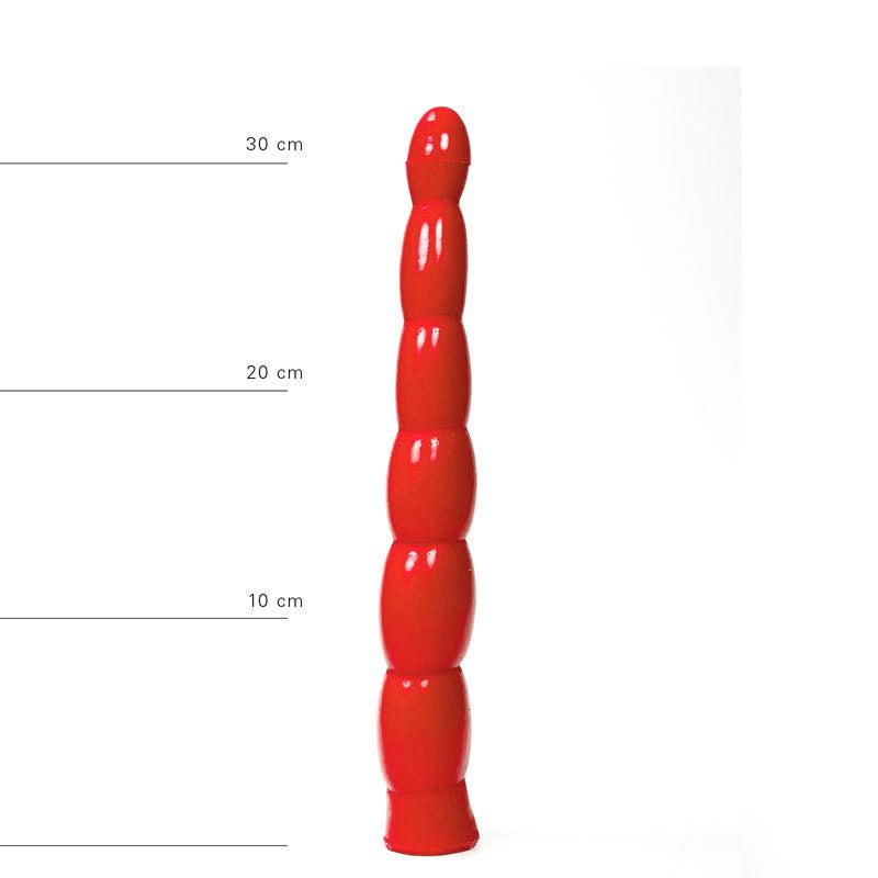 All Red - Geribbelde Anaal Dildo 32 x 4,5 cm - Rood