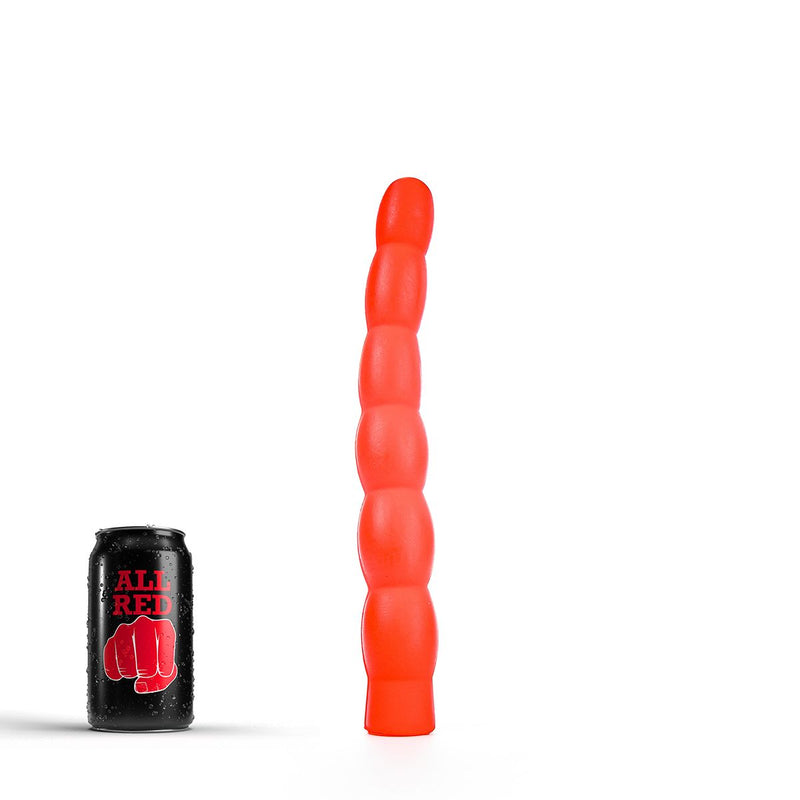 All Red - Geribbelde Anaal Dildo 32 x 4,5 cm - Rood