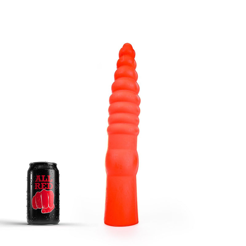 All Red - Geribbelde Anaal Dildo 33 x 6 cm - Rood