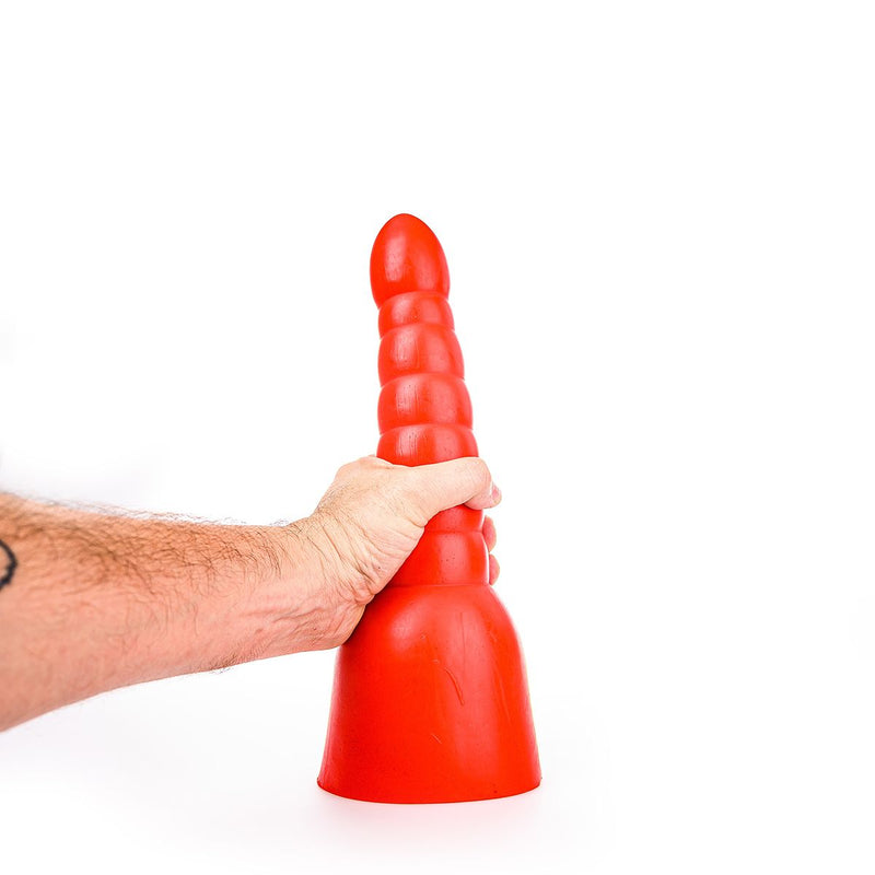 All Red - Geribbelde Anaal Dildo 34 x 11 cm - Rood