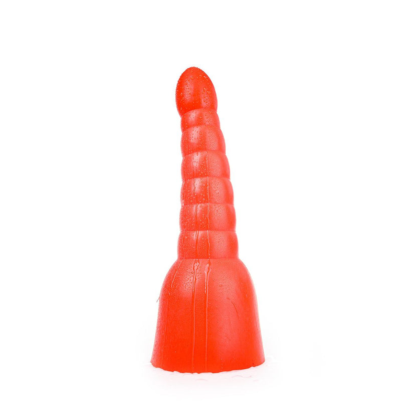 All Red - Geribbelde Anaal Dildo 34 x 11 cm - Rood