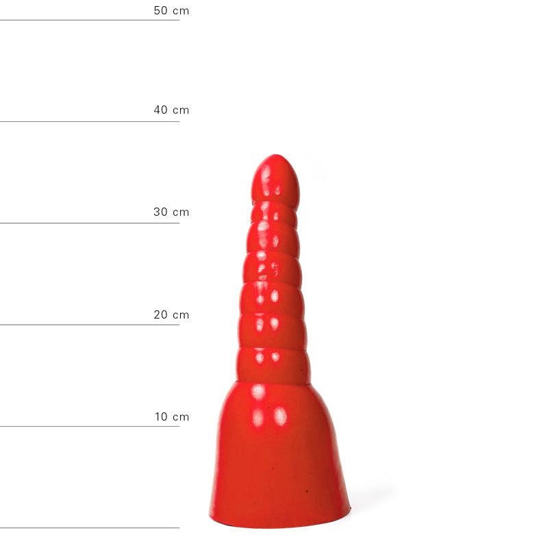 All Red - Geribbelde Anaal Dildo 34 x 11 cm - Rood