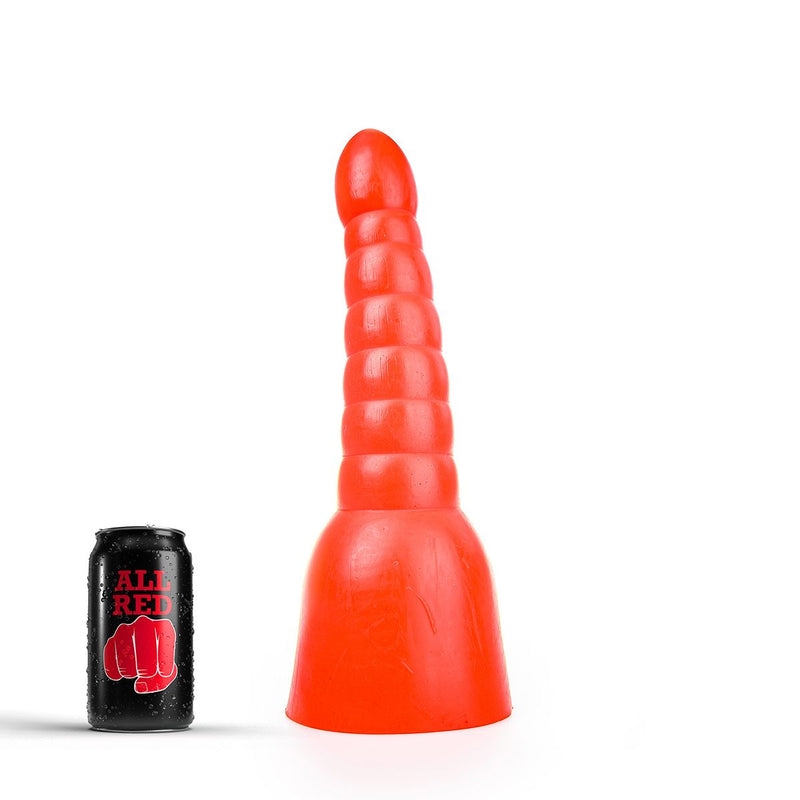 All Red - Geribbelde Anaal Dildo 34 x 11 cm - Rood