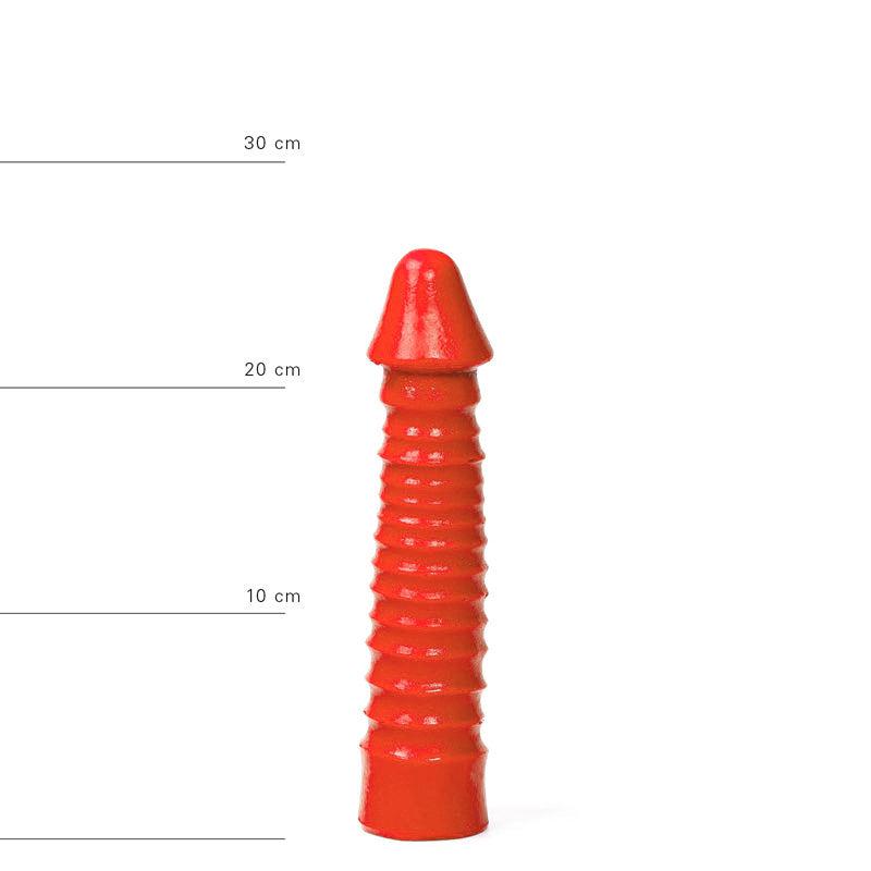 All Red - Geribbelde Dildo 26 x 5 cm - Rood