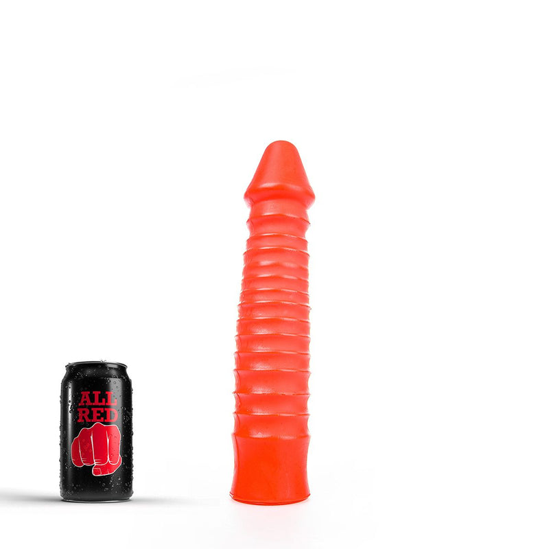 All Red - Geribbelde Dildo 26 x 5 cm - Rood