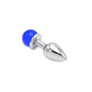 Aluminium Buttplug Met Glinsterende Ronde Siersteen - Blauw