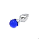 Aluminium Buttplug Met Glinsterende Ronde Siersteen - Blauw