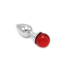 Aluminium Buttplug Met Glinsterende Ronde Siersteen - Rood