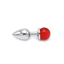 Aluminium Buttplug Met Glinsterende Ronde Siersteen - Rood