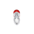 Aluminium Buttplug Met Glinsterende Ronde Siersteen - Rood