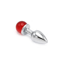 Aluminium Buttplug Met Glinsterende Ronde Siersteen - Rood