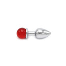 Aluminium Buttplug Met Glinsterende Ronde Siersteen - Rood