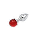 Aluminium Buttplug Met Glinsterende Ronde Siersteen - Rood