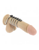 Balzak- En 4 Penisringen Van Metaal Met Leren bandje - Diameter 55 En 40 mm