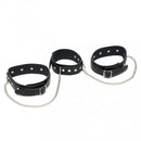 Boeienset Collar met Dijbeenboeien en Verbindingskettingen - Echt Leer - Zwart-Erotiekvoordeel.nl