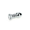 Buttplug Aluminium - Geribbeld - Met Siersteen - Transparant-Erotiekvoordeel.nl